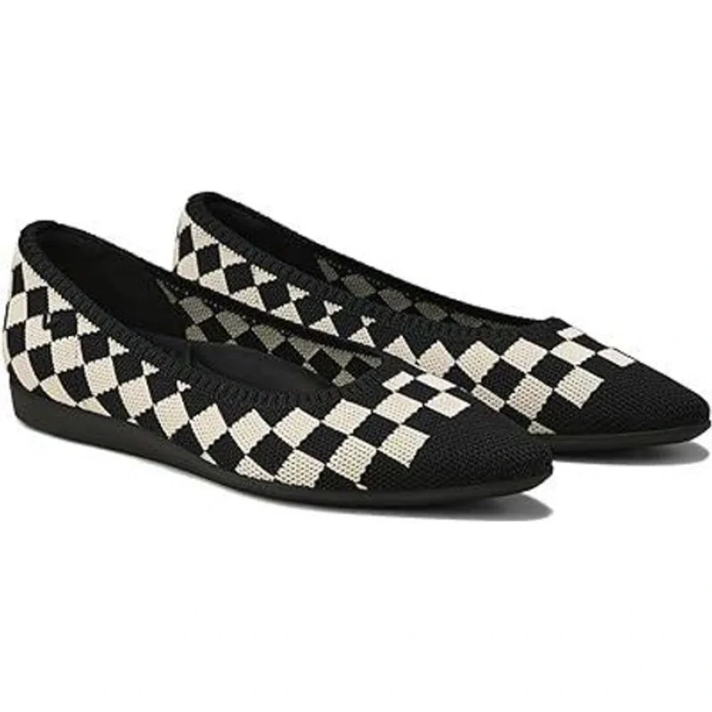 Vivaia Women's Pointed Toe Knitted Ballet Flat Slip‎ On Washable Shoe Size 10.5
